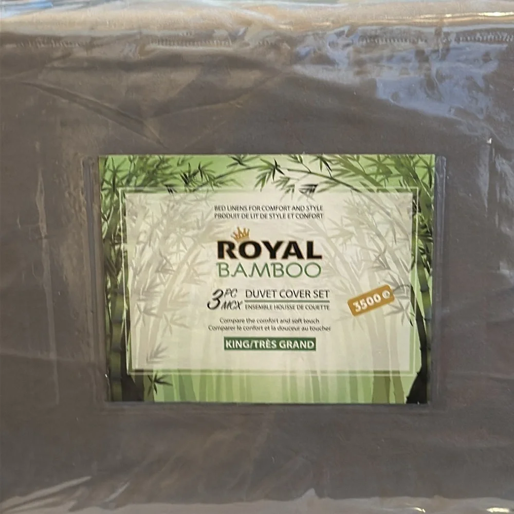Royal Bamboo King Duvet Cover 3pc Set Nevada Gray
